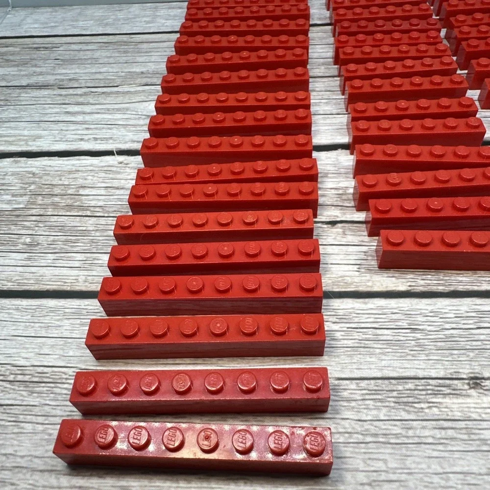 Lego Parts Pieces 1x6 & 1x8 Red Bricks Lot Of 44 - Picture 2 of 5